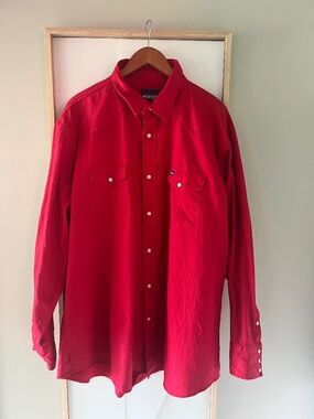Wrangler Western Wear Long Sleeve Button Down Shirt Men  Size 3XT